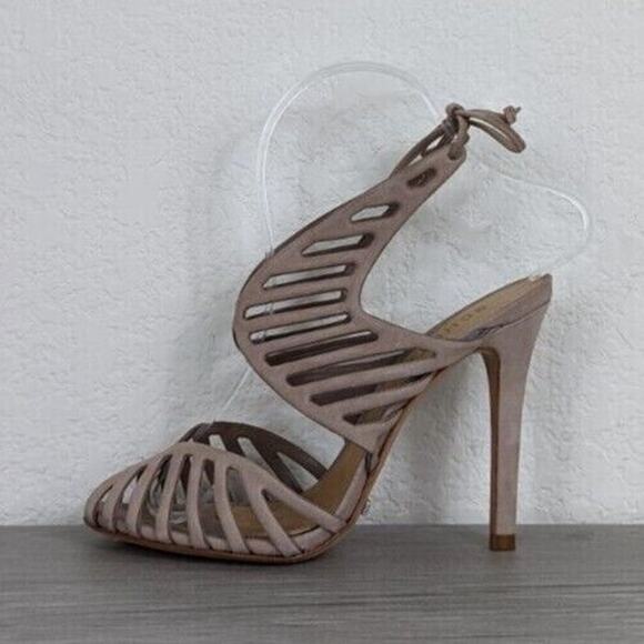 Schutz Womens Made in Brazil Nude Cut Out Ankle Wrap Stiletto Heels sz 6 - Picture 2 of 11